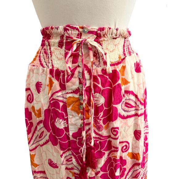 Nicole Miller Small Button Pink Floral Colorful Lightweight Maxi Skirt OR Dress - Picture 7 of 11